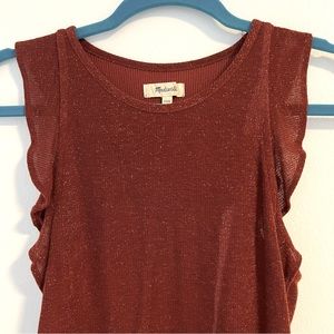 Madewell Shimmer Ruffled Tank Top in Rust